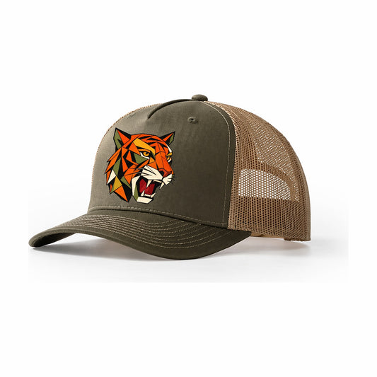 Tiger Face Three Quarter Trucker Hat – Olive Khaki