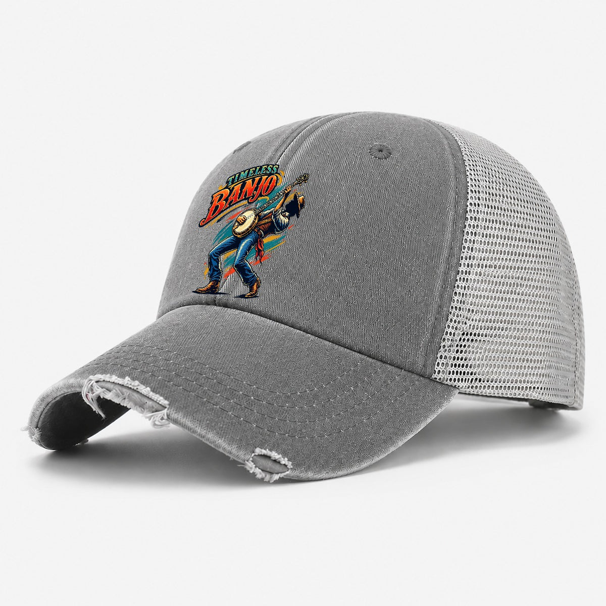 Timeless Banjo Music Instruments Washed Trucker Hat – Grey