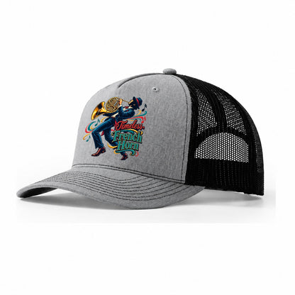 Timeless French Horn Music Instruments Trucker Hat – Sport Grey Black