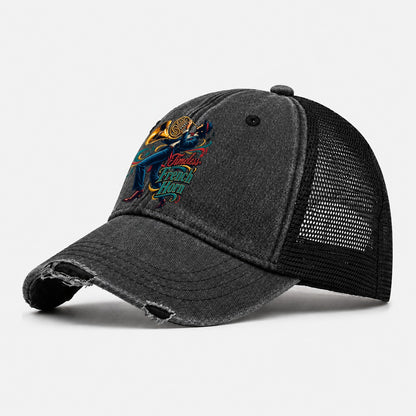 Timeless French Horn Music Instruments Washed Trucker Hat – Black