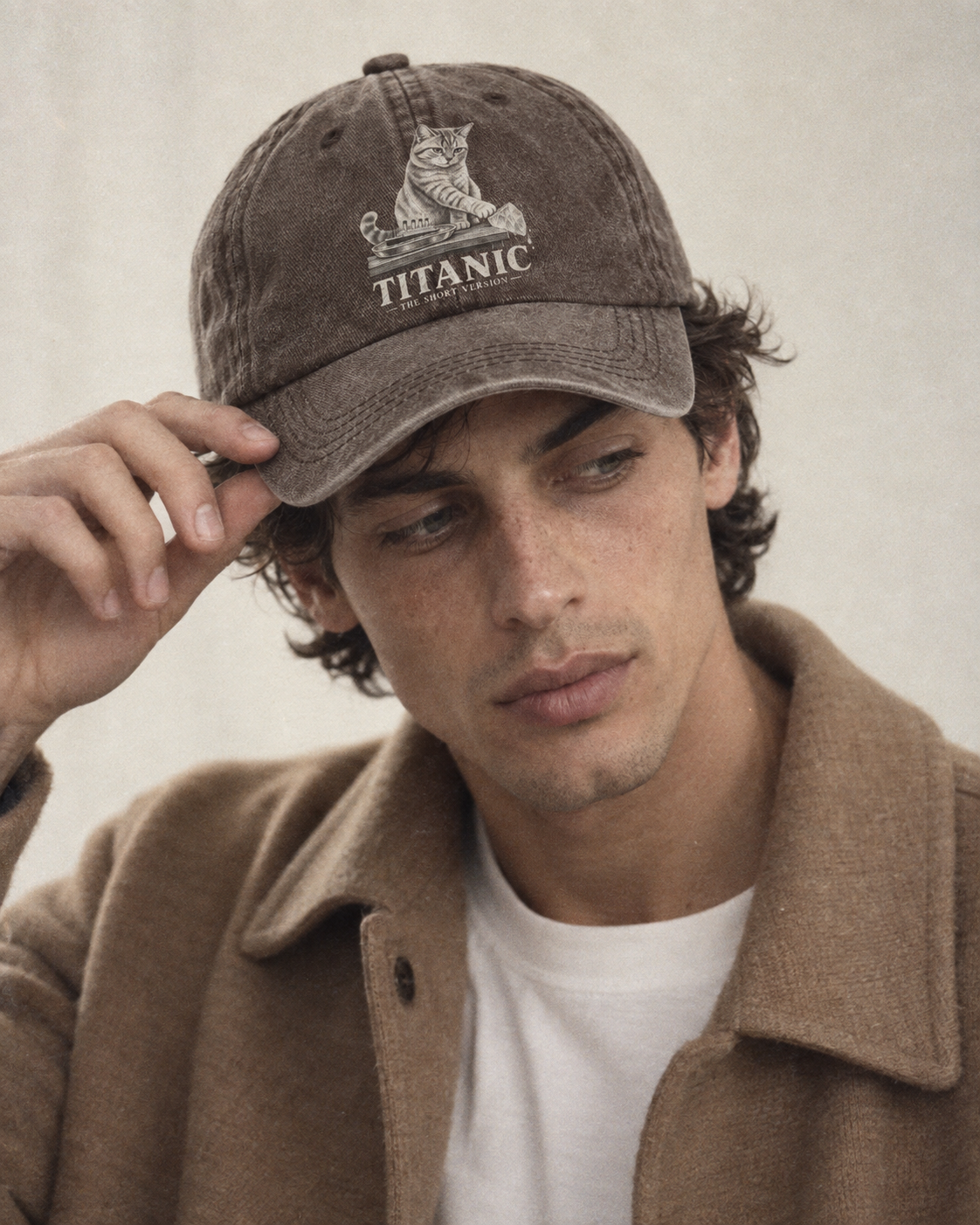 Model wearing the cap
