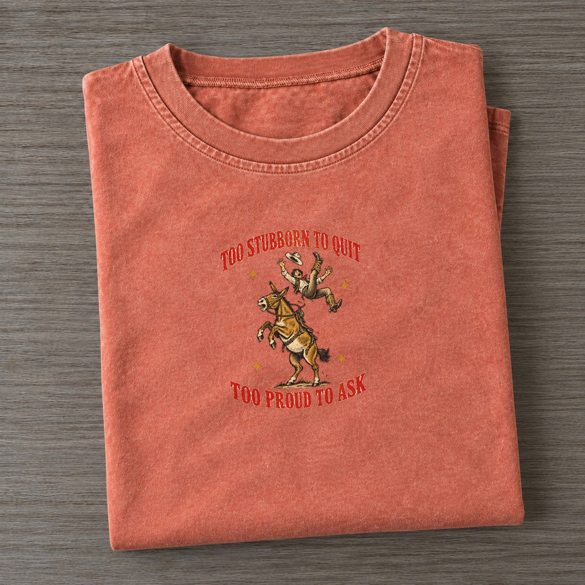 Too Proud To Ask Unhinged Affirmations Vintage T-shirt – Terracotta