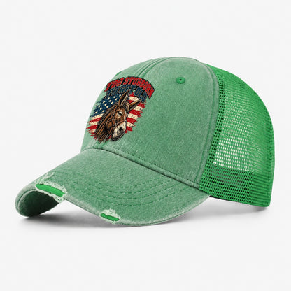 Too Stubborn To Get Old Old Man Strong Washed Trucker Hat – Ink Green