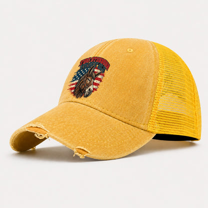 Too Stubborn To Get Old Old Man Strong Washed Trucker Hat – Yellow