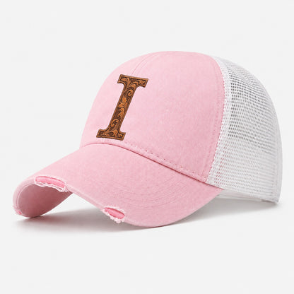 Tooled Leather I Monogram Washed Trucker Hat – Light Pink