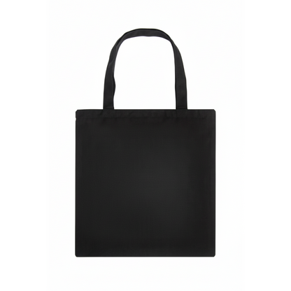 Black tote bag on a white background