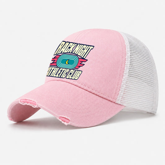 Track Night Athletic Club 90S Running Clubs Washed Trucker Hat – Light Pink