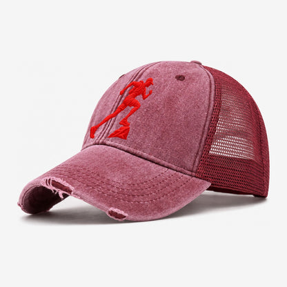 Trail Runner Uphill Drive Micro Motion Mark Washed Trucker Hat – Wine Red