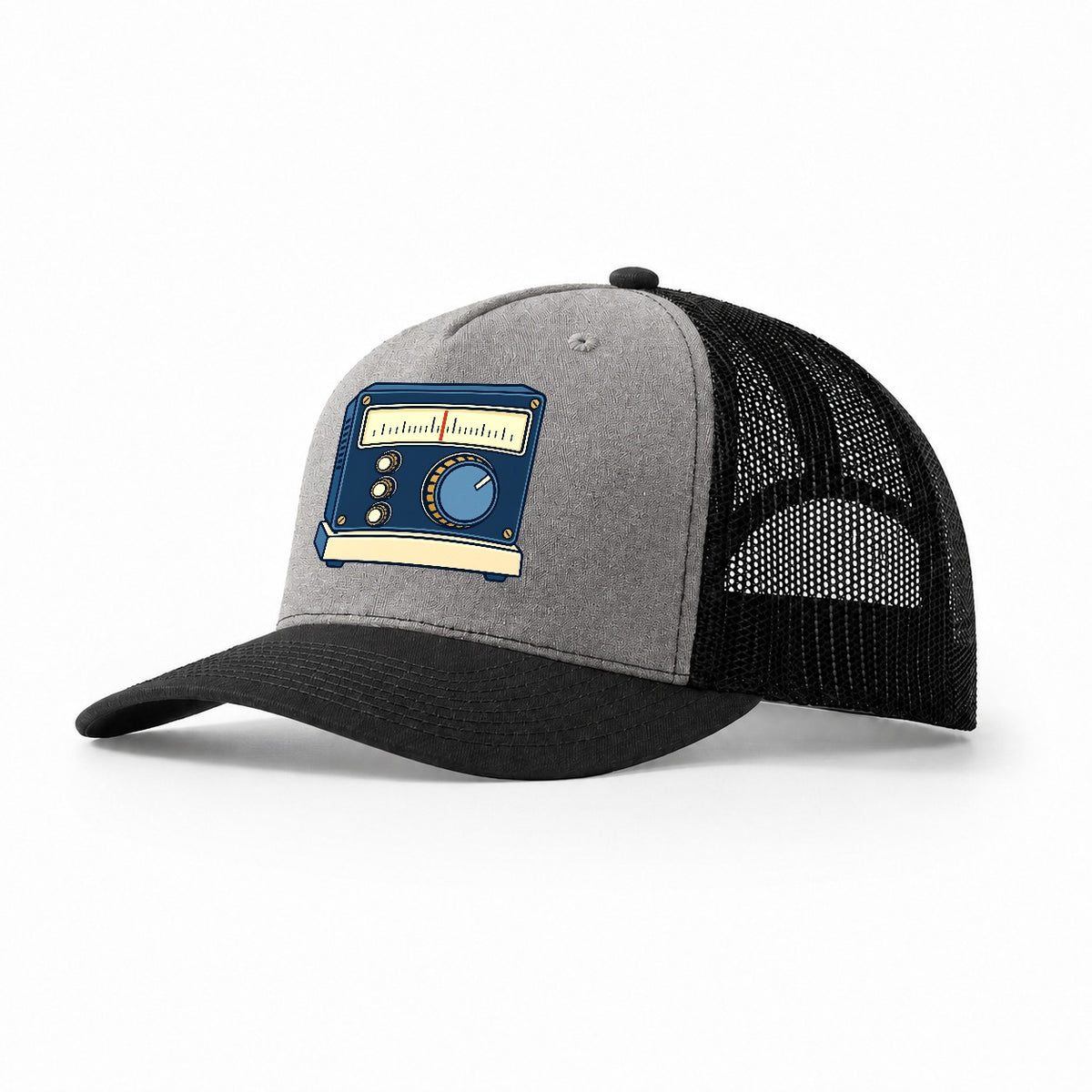 Transceiver Front Panel Amateur Radio Trucker Hat – Grey Black