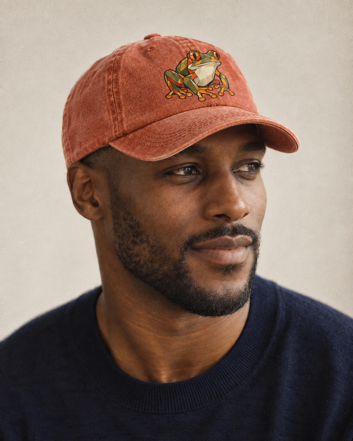 Model wearing the cap