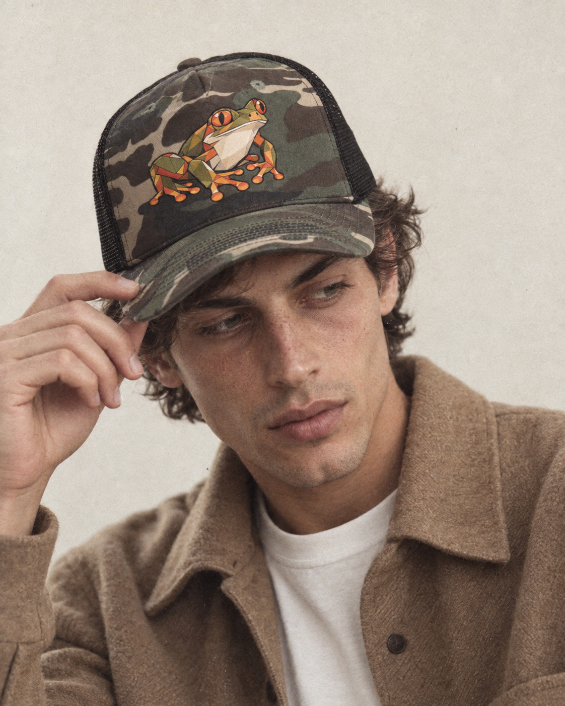 Model wearing the cap