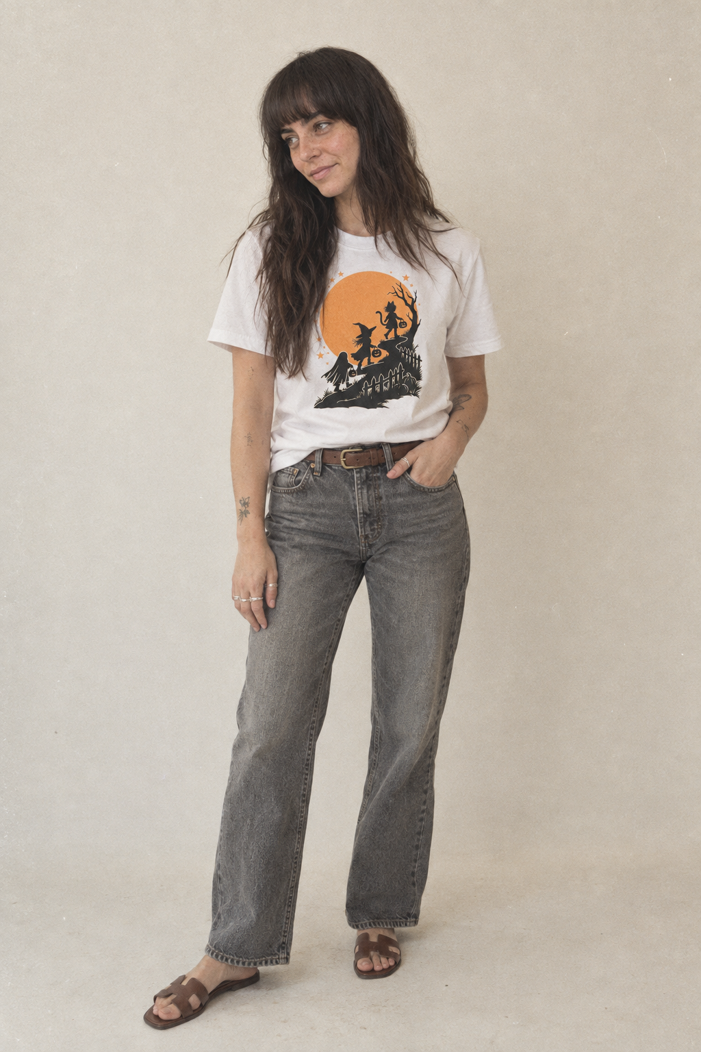 Trick Or Treaters Full Moon Classic T-shirt – studio model photo