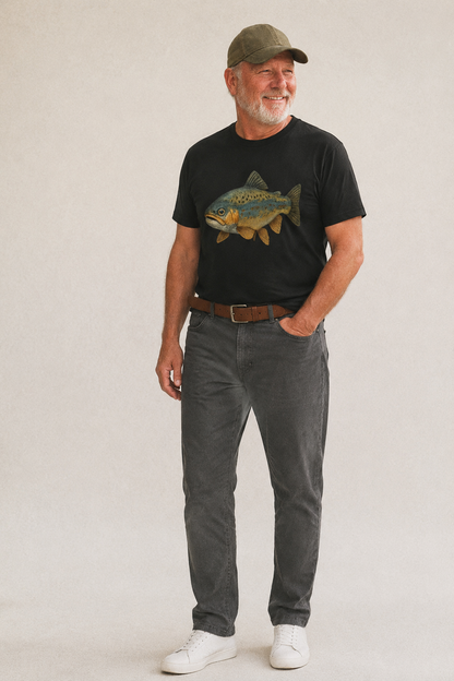 Trout Tales Headwear Classic T-shirt – studio model photo
