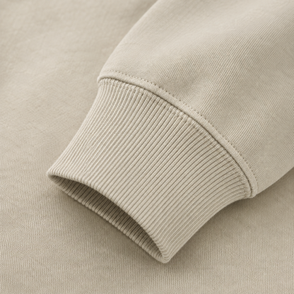 Trout Tales Headwear Fleece Sweatshirt – light-khaki fabric close-up