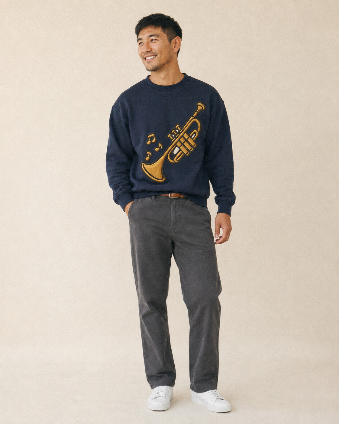 Trumpet Fleece Sweatshirt – studio model photo