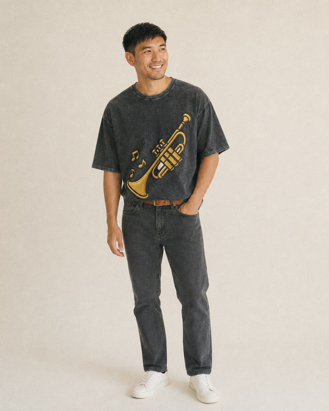 Trumpet  - Vintage T-shirt – studio model photo