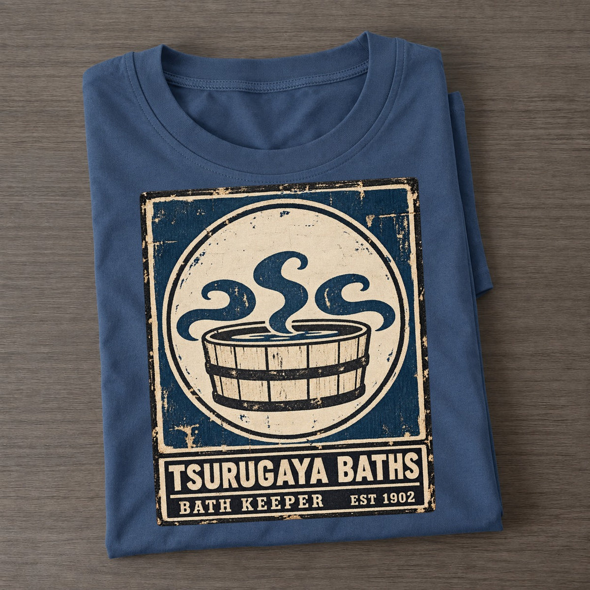 Tsurugaya Bath House Noren Trade Co Classic T-shirt – Twilight Navy