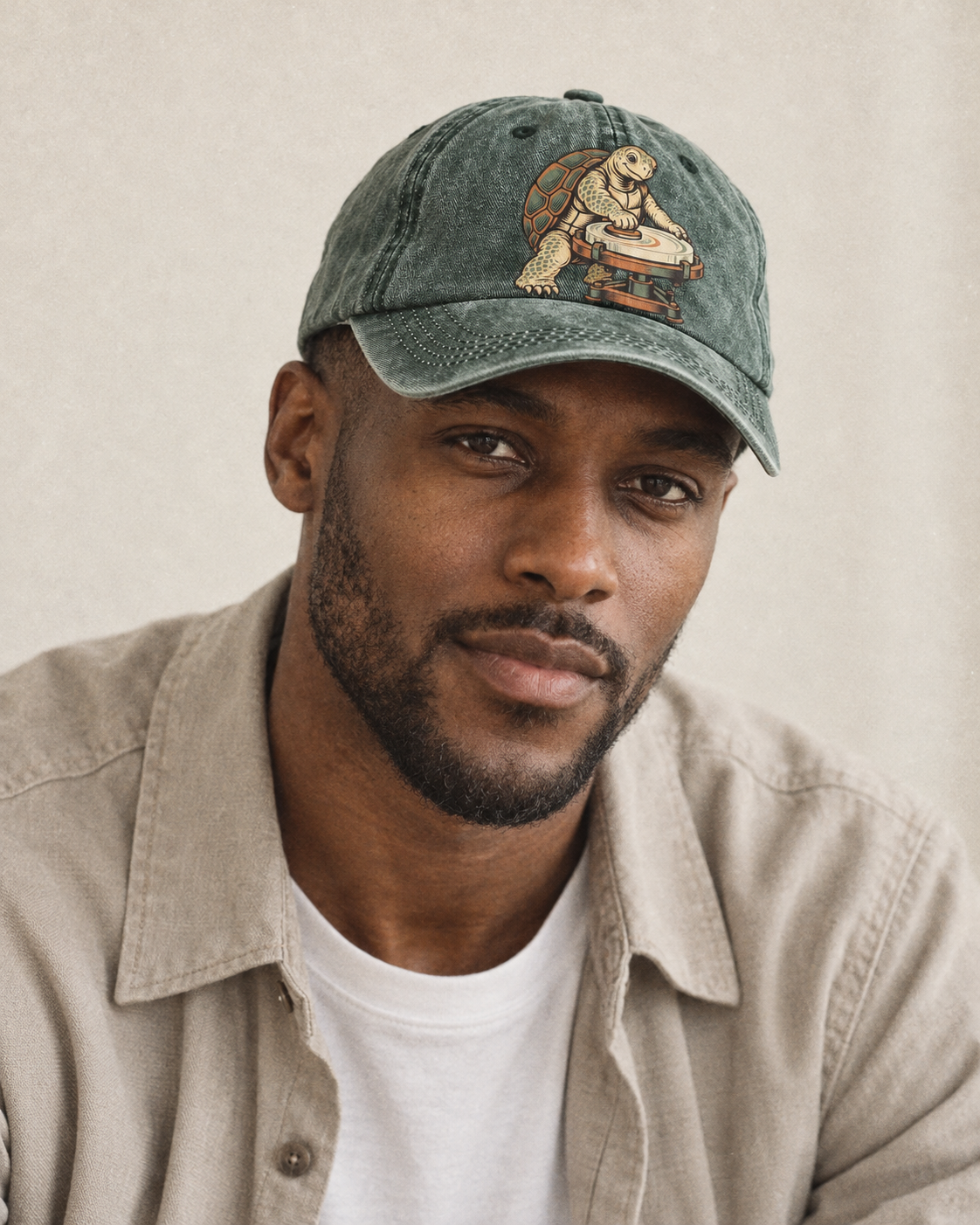 Model wearing the cap