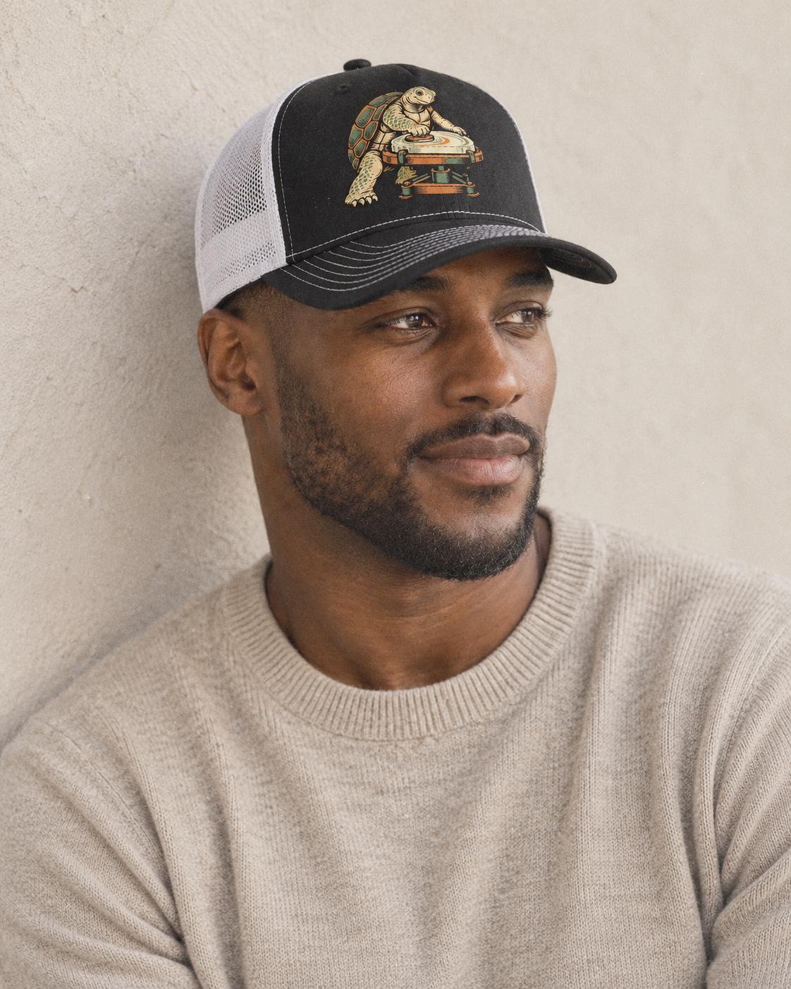Model wearing the cap