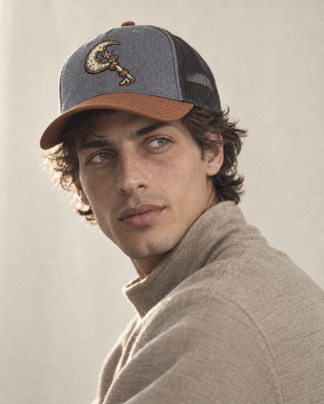Model wearing the cap