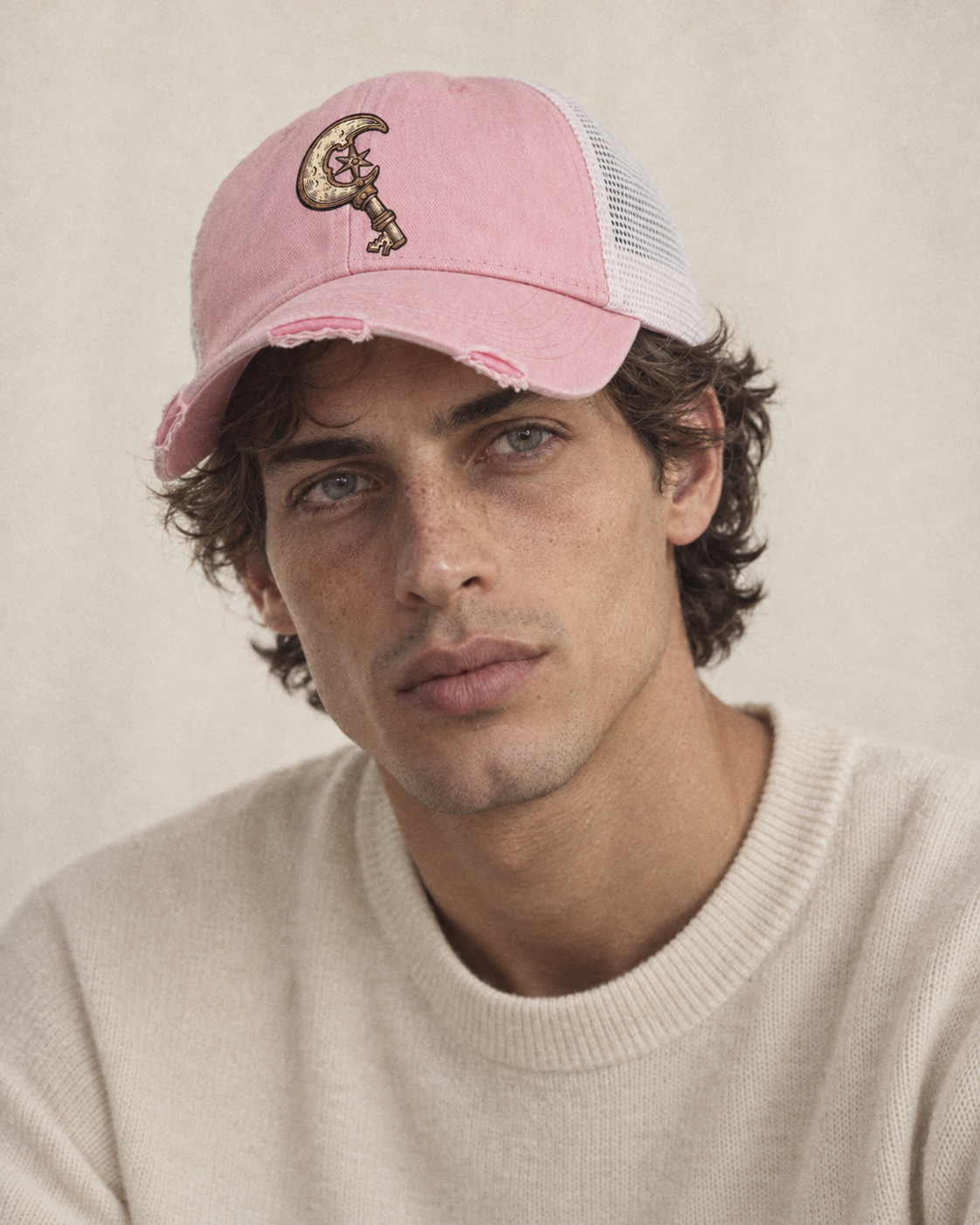 Model wearing the cap