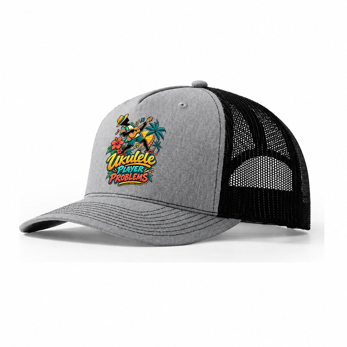 Ukulele Player Problems Music Instruments Trucker Hat – Sport Grey Black