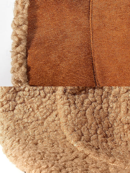 Premium Material: Made of corduroy with sherpa trim, offering a soft touch and durable wear.