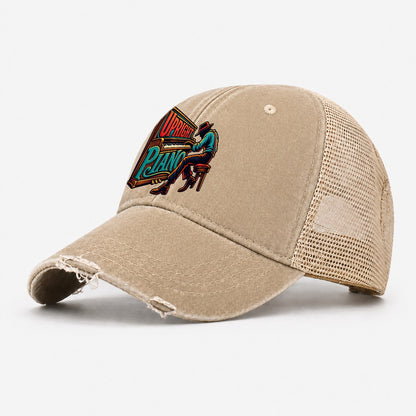 Upright Piano Wordmark Music Instruments Washed Trucker Hat – Khaki
