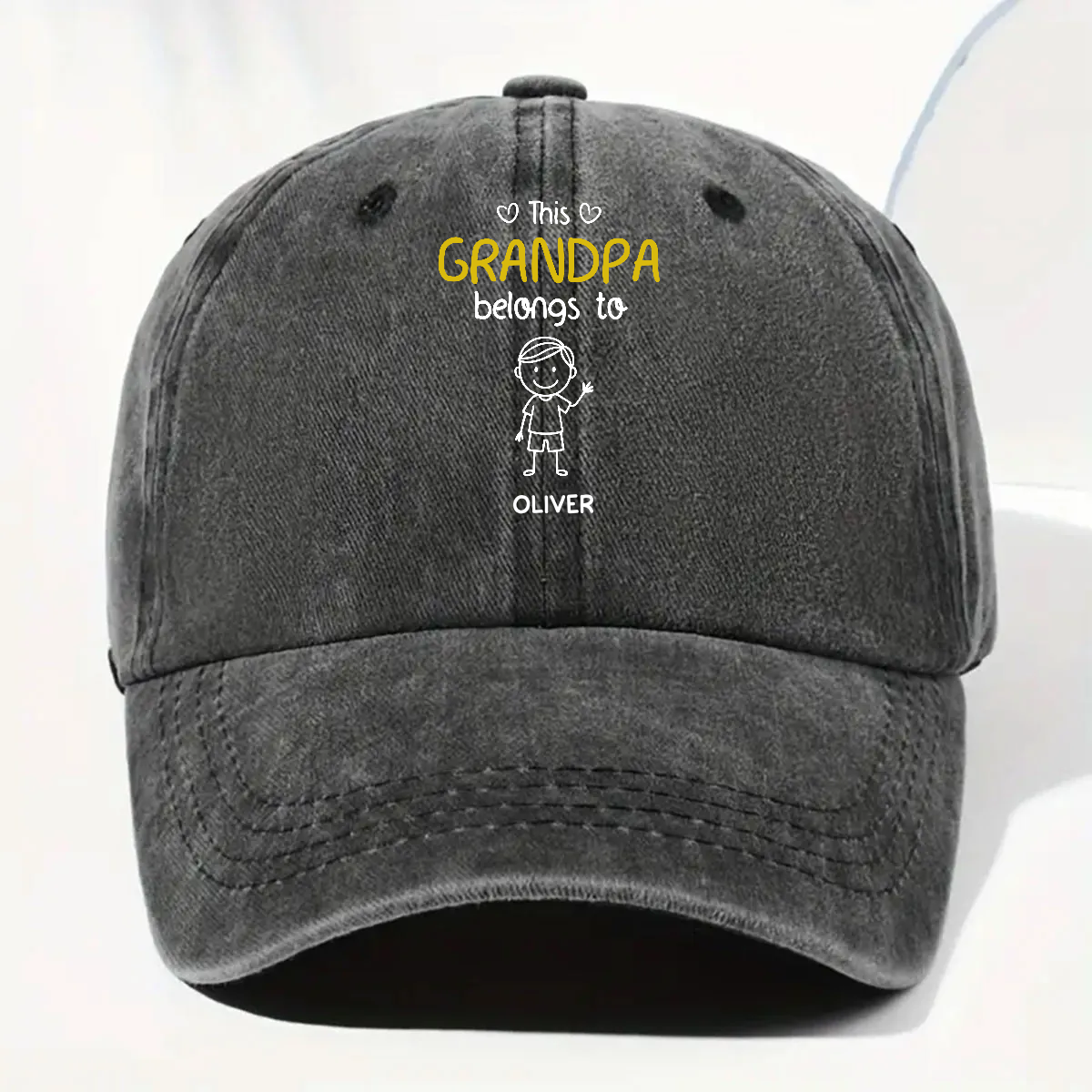 Personalized Grandpa Cap - Custom Names Vintage Denim Hat