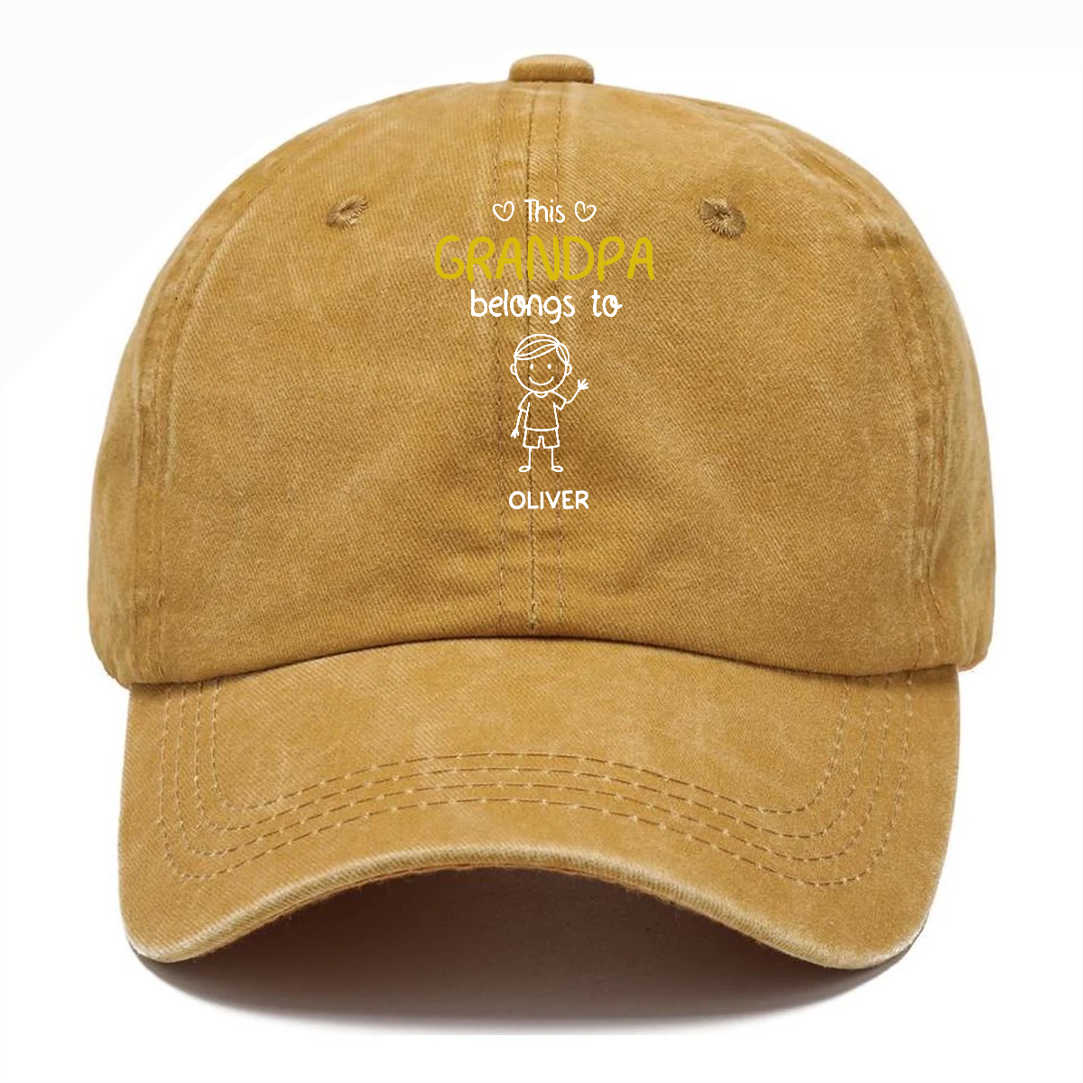 Personalized Grandpa Cap - Custom Names Vintage Denim Hat