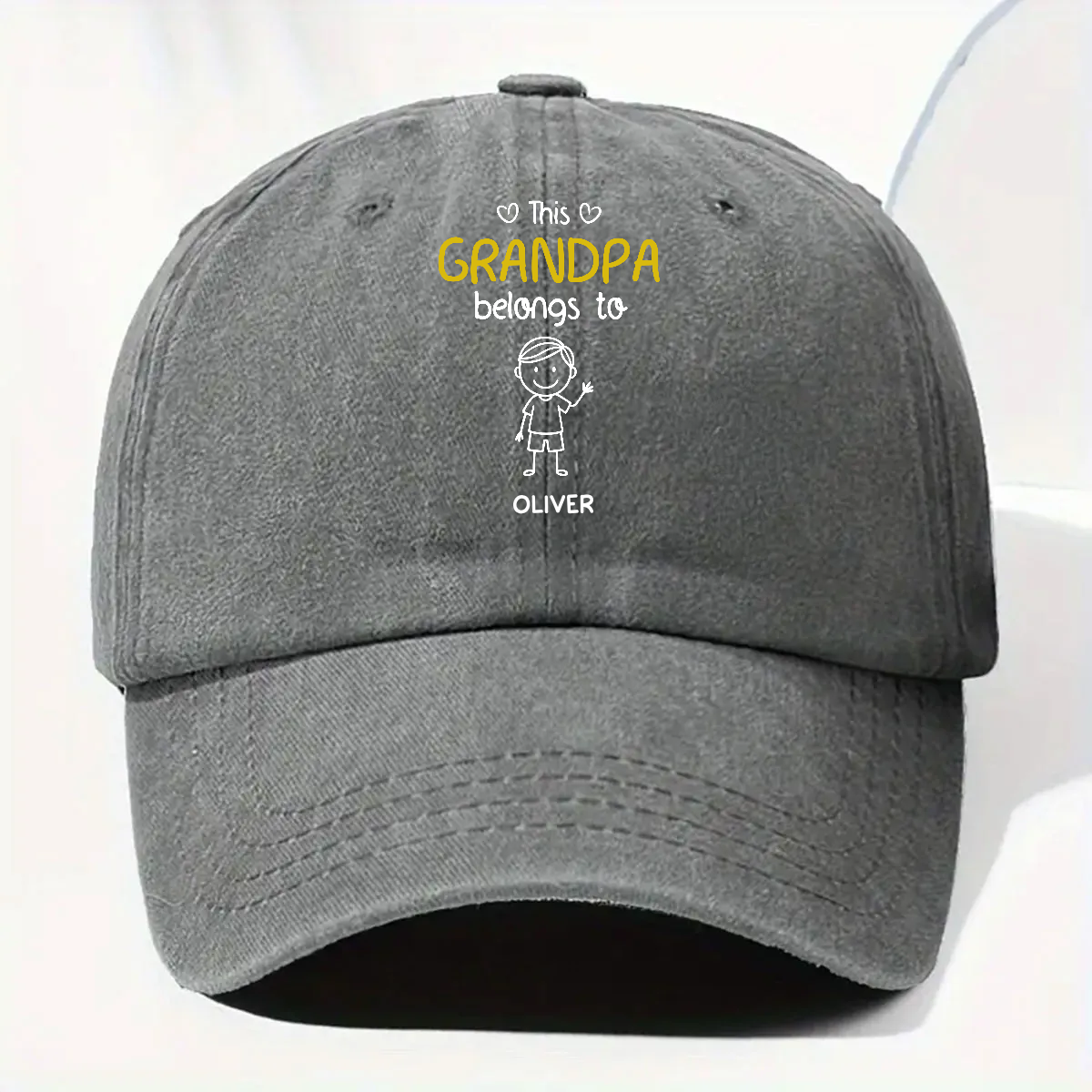 Personalized Grandpa Cap - Custom Names Vintage Denim Hat