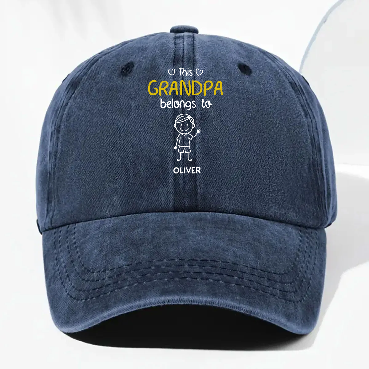 Personalized Grandpa Cap - Custom Names Vintage Denim Hat