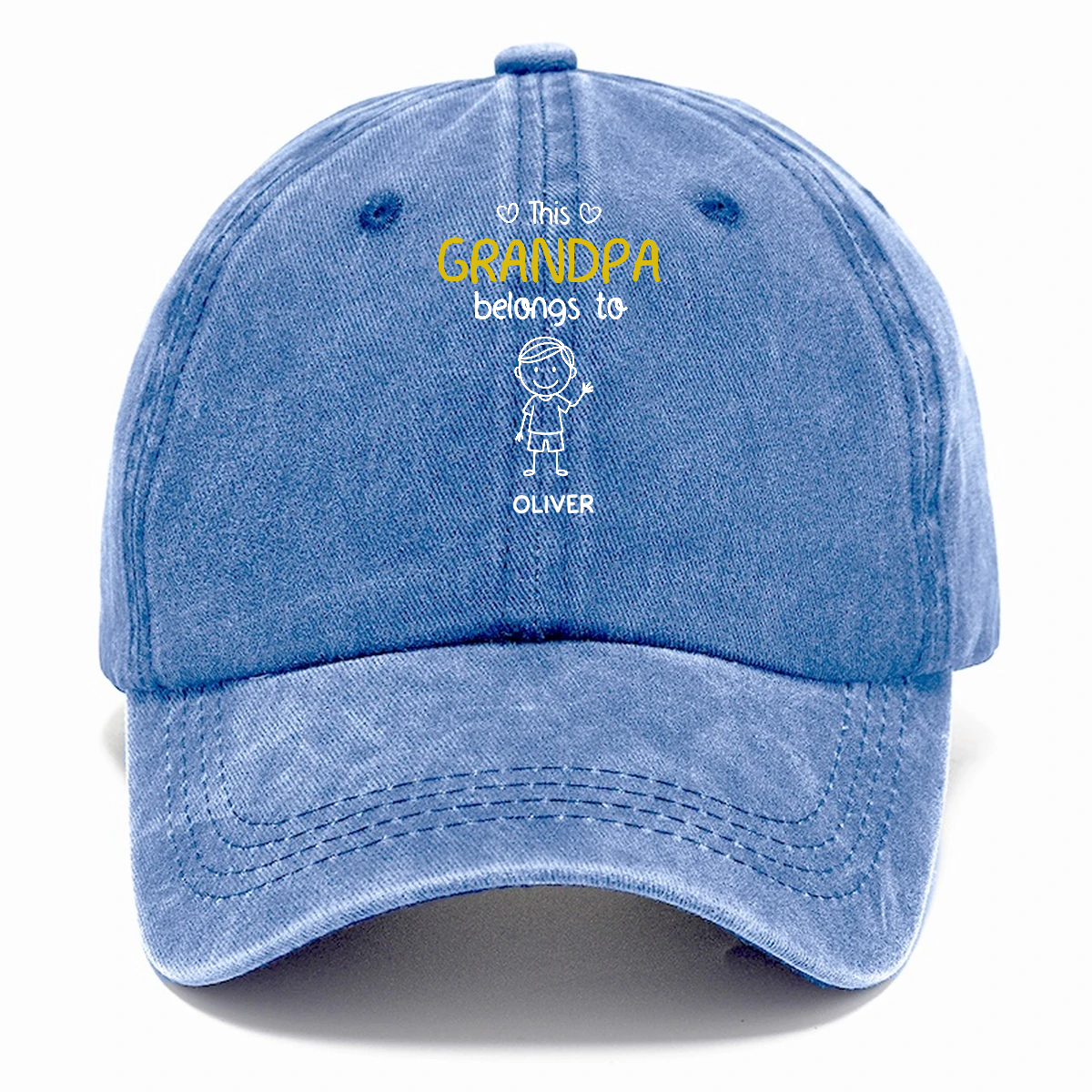 Personalized Grandpa Cap - Custom Names Vintage Denim Hat