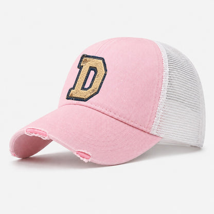 Varsity Chenille D Monogram Washed Trucker Hat – Light Pink
