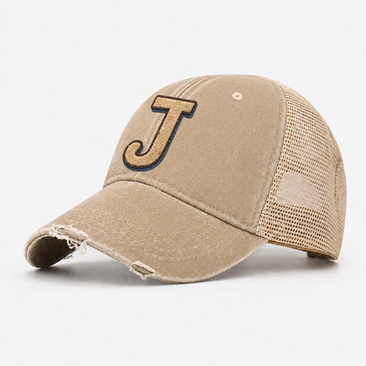 Varsity Chenille J Monogram Washed Trucker Hat – Khaki
