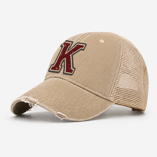 Varsity Chenille K Monogram Washed Trucker Hat – Khaki