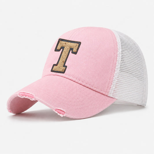 Varsity Chenille T Monogram Washed Trucker Hat – Light Pink