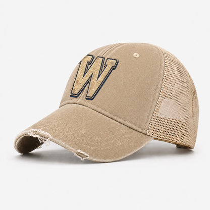 Varsity Chenille W Monogram Washed Trucker Hat – Khaki