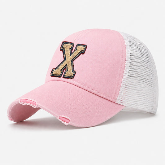 Varsity Chenille X Monogram Washed Trucker Hat – Light Pink