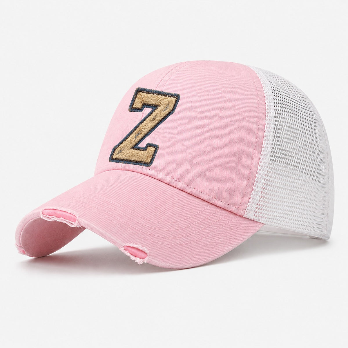 Varsity Chenille Z Monogram Washed Trucker Hat – Light Pink