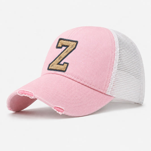 Varsity Chenille Z Monogram Washed Trucker Hat – Light Pink