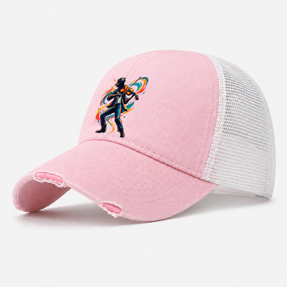 Violin Icon Music Instruments Washed Trucker Hat – Light Pink