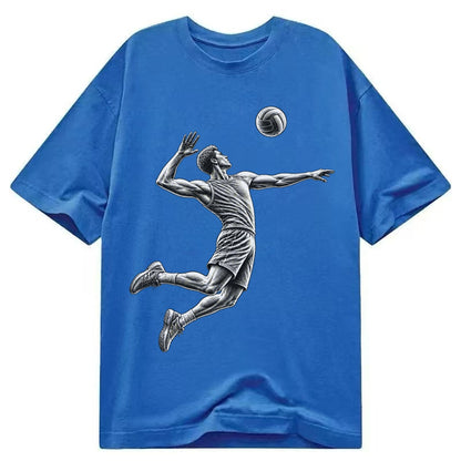 Volleyball player spiking ball - Classic T-shirt – Blue