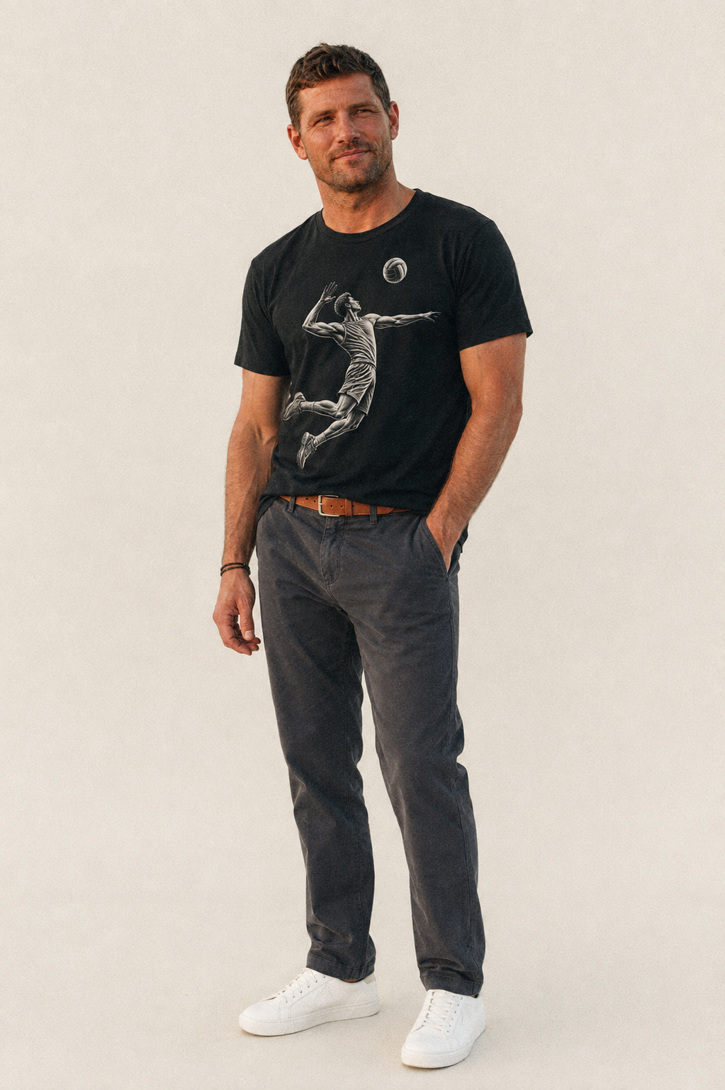 Volleyball player spiking ball - Classic T-shirt – studio model photo