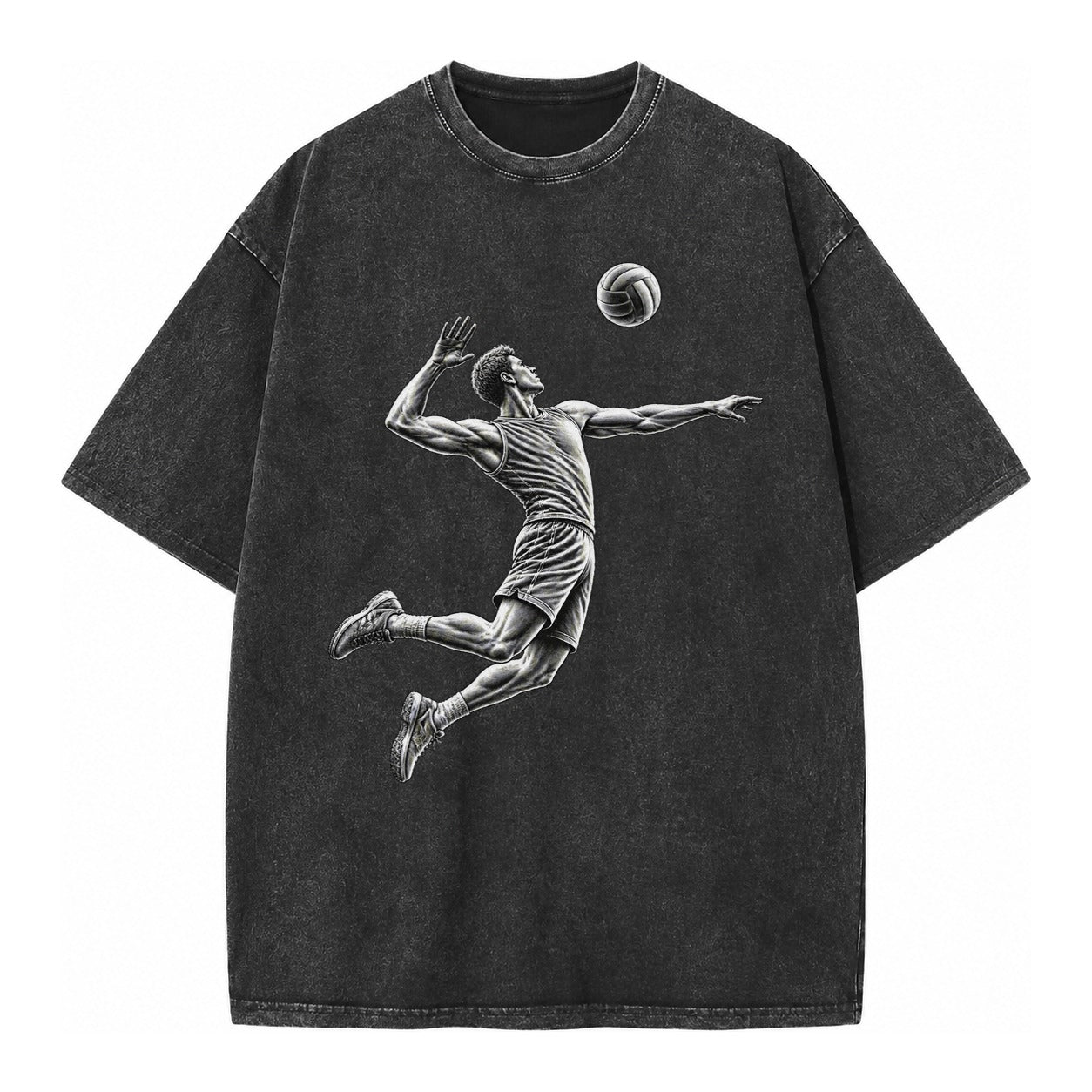 Volleyball player spiking ball - Vintage T-shirt – Black