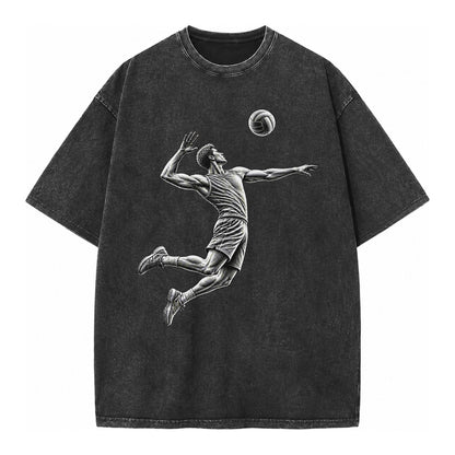 Volleyball player spiking ball - Vintage T-shirt – Black