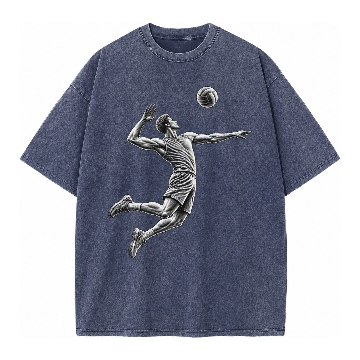 Volleyball player spiking ball - Vintage T-shirt – Blue