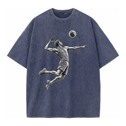 Volleyball player spiking ball - Vintage T-shirt – Blue