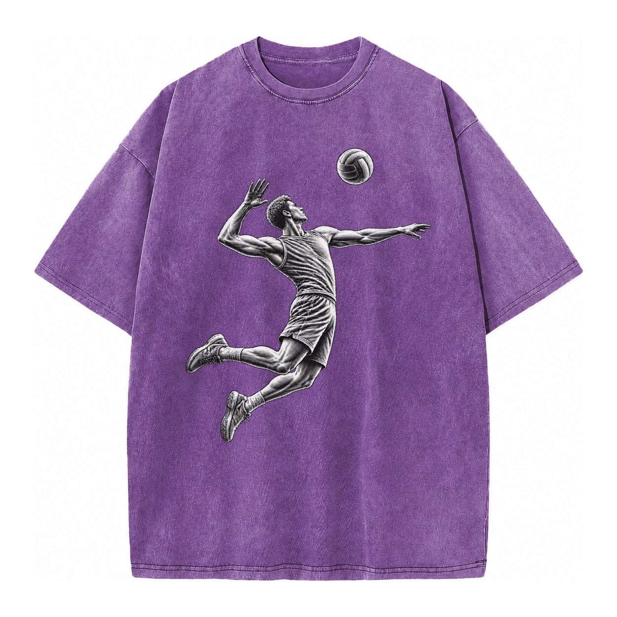 Volleyball player spiking ball - Vintage T-shirt – Purple