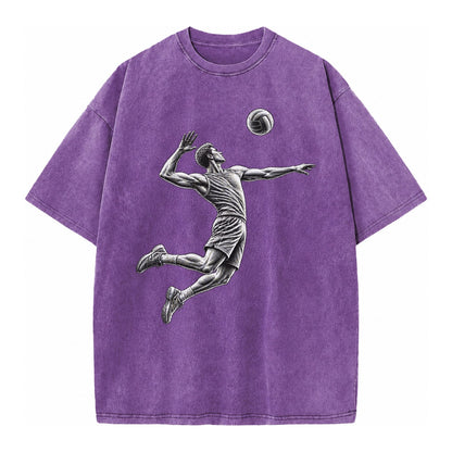 Volleyball player spiking ball - Vintage T-shirt – Purple